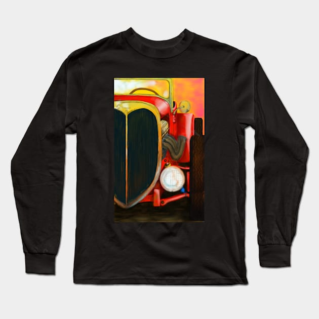 Sunset hotrod Long Sleeve T-Shirt by Ronsycrafts 